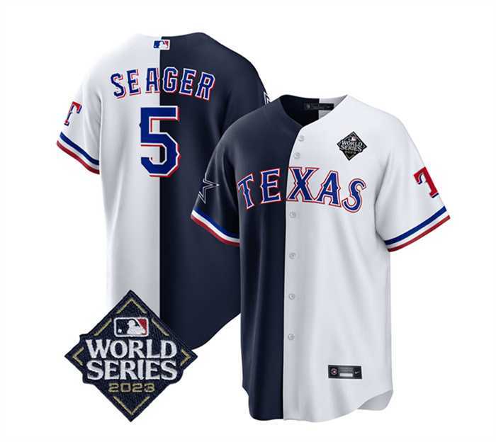 Men's Texas Rangers & Cowboys #5 Corey Seager Navy White 2023 World Series Splite Stitched Baseball Jersey Dzhi,We sell and wholesale Men's Texas Rangers & Cowboys #5 Corey Seager Navy White 2023 World Series Splite Stitched Baseball Jersey Dzhi on line form chian!